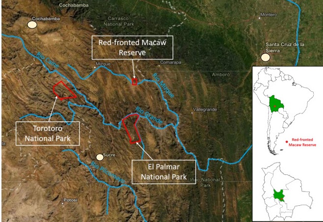 Areas of Armonía Red-fronted Macaw Conservation Work
