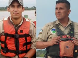 Los guardaparques Raúl Santa Cruz y Marcos Uzquiano
