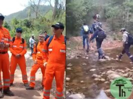 Funcionarios petroleros ingresan a la zona del Pozo Domo X3. Foto: Captura de pantalla de videos de comunarios de Tariquía