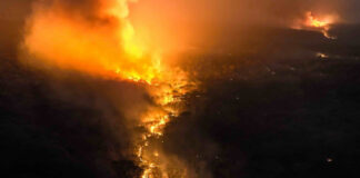 Incendios en cercanías de la comunidad de Quitunuquiña, municipio de Roboré en el departamento de Santa Cruz. Foto: Claudia Belaunde.