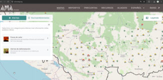 La aplicación ofrece información georreferenciada sobre deforestación, quemas, incendios y otros procesos que afectan a la Amazonia. Foto: Captura de pantalla.