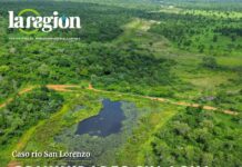Caso río San Lorenzo: Tribunal Agroambiental suspende plazos y frena demolición de represas ilegales Retención de agua formada por la presa P1. Imagen captada el 12 de diciembre de 2025.